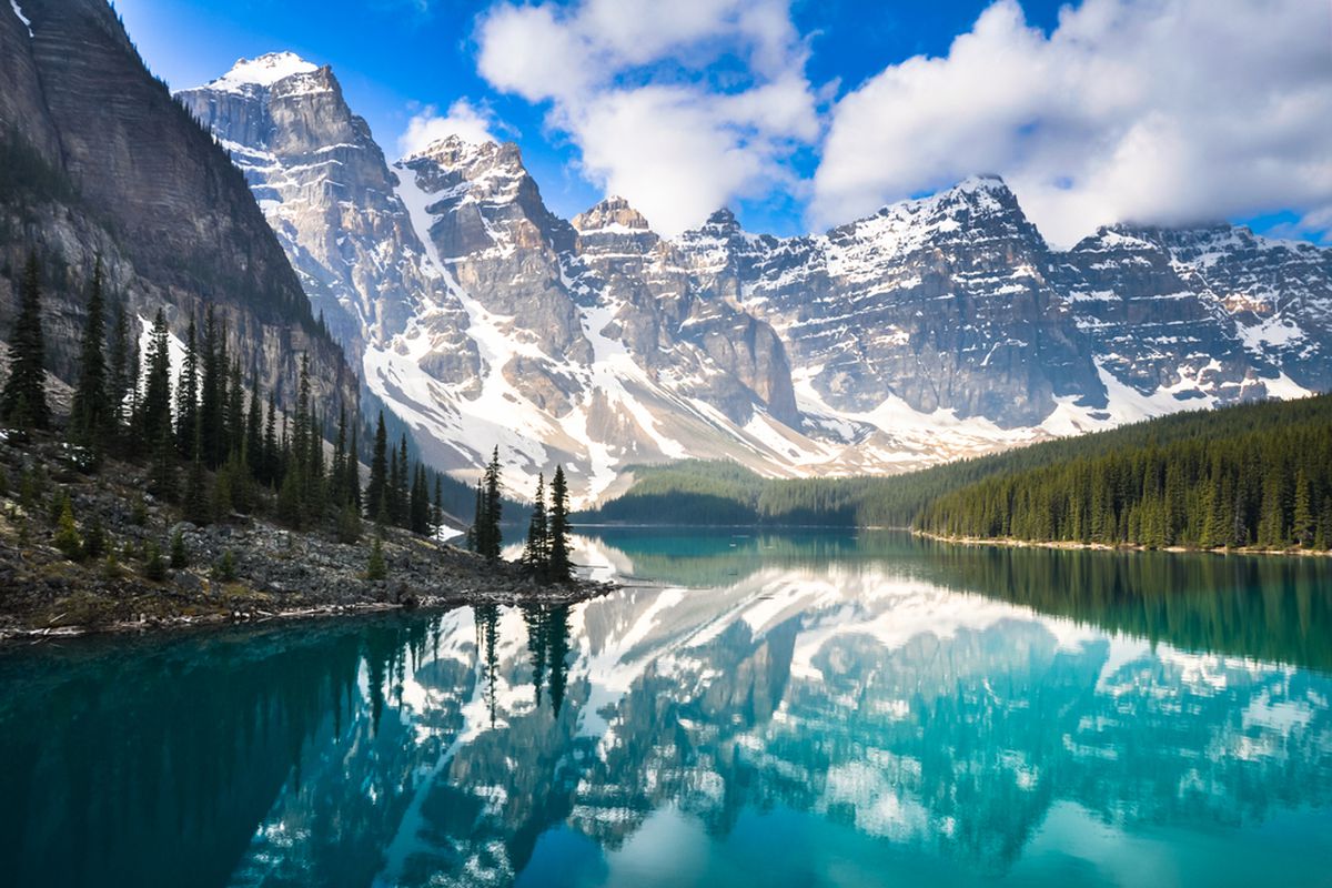 alberta canada mountain lake photo